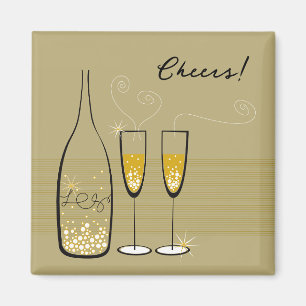 Gold Champagne Bubbly Cheers Celebration Stilvoll Magnet