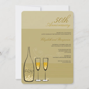 Gold Champagne Cheers 50. Hochzeitstag Einladung
