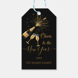 Gold Champagne Cheers New Year Party Gift Tag Geschenkanhänger
