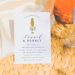 Gold Champagne Floral Brunch & Bubbly Ankündigung