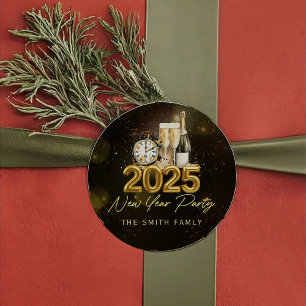Gold Champagne Frohes neues Jahr 2025 Sticker