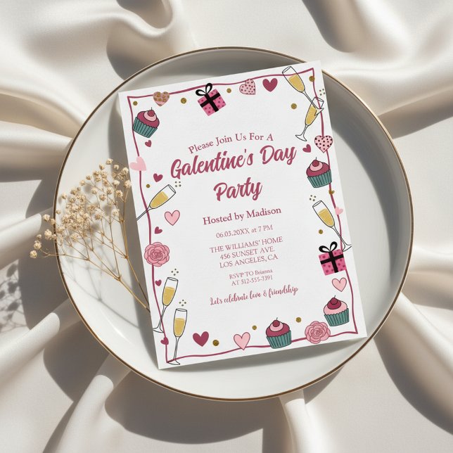 Gold Champagne Galentine's Invitation Einladung (Galentines Day Invitation)