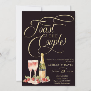 Gold Champagne Toast Engagement Einladung