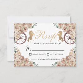 Gold Champagne Western Quinceanera RSVP Card Karte