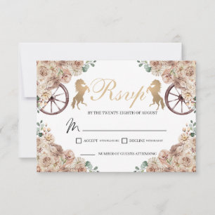 Gold Champagne Western Quinceanera RSVP Card Karte