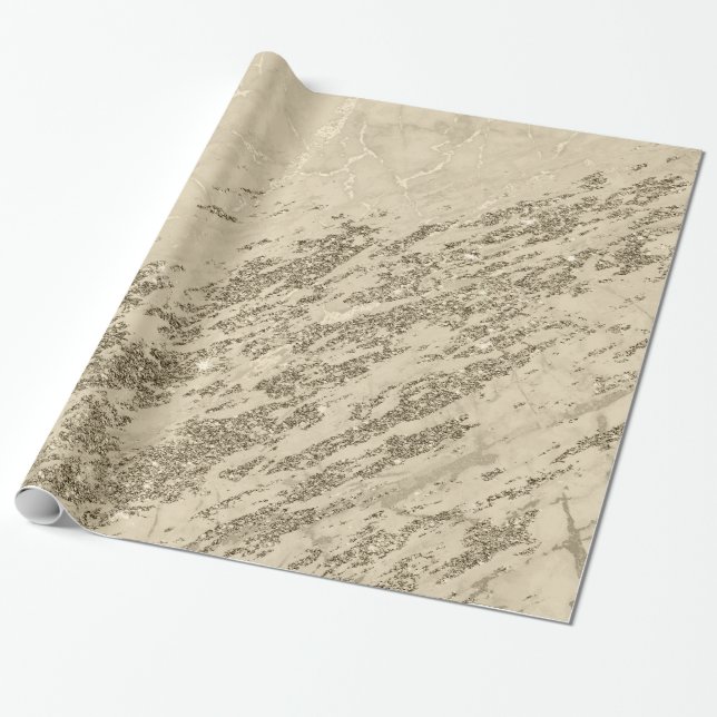 Gold Champagner Glitzer Marmorleuchte Geschenkpapier (Ungerollt)