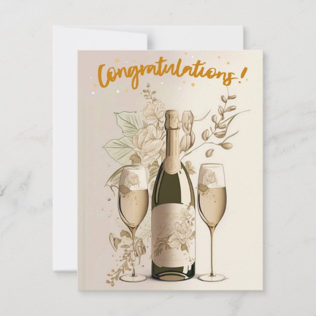 Gold Champagner Glückwunschkarte Feiertagskarte (Vorderseite)