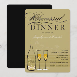 Gold Champagner Probe Abendessen Party Einladung
