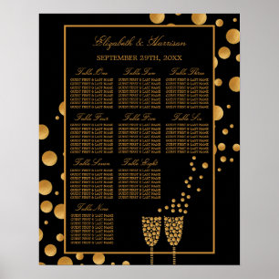 Gold Champagnerbläschen, Black & Gold Seekarte Poster