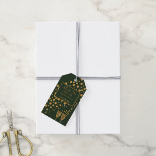 Gold Champagnerbläschen, Green & Gold Wedding Geschenkanhänger