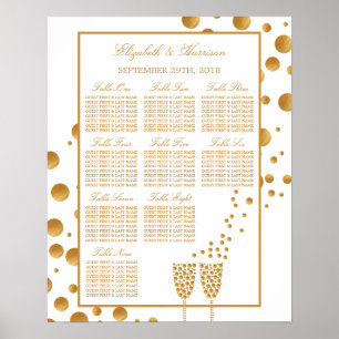Gold Champagnerbläschen Hochzeitskarte Poster