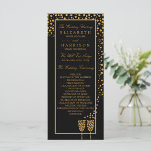 Gold Champagnerbläschen - Schwarz & Gold - Hochzei Programm