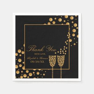 Gold Champagnerbläschen - Schwarz & Gold - Hochzei Serviette