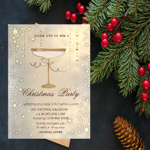 Gold Champagnerglas Glitter Konfetti Party Einladung