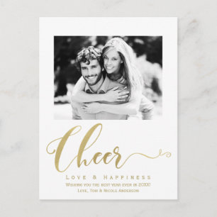Gold Cheer Urlaub Neujahrs-Foto-Einladung Einladungspostkarte