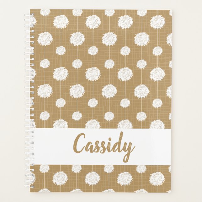 Gold Cheerleader Pom Pom Muster Planer (Vorderseite)