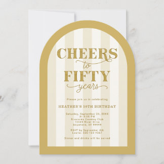 Gold Cheers to 50 Years 50th Birthday Einladung