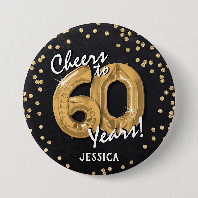 Gold Cheers to 60 Years' 60th Birthday Button (Vorderseite)