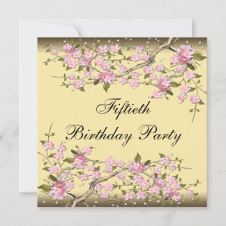 Gold Cherry Blossom 50. Geburtstag Einladung