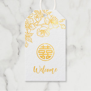 Gold Cherry Blossom Chinese Wedding Willkommen Geschenkanhänger