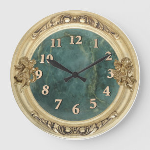 Gold Cherubs und Jade Große Wanduhr