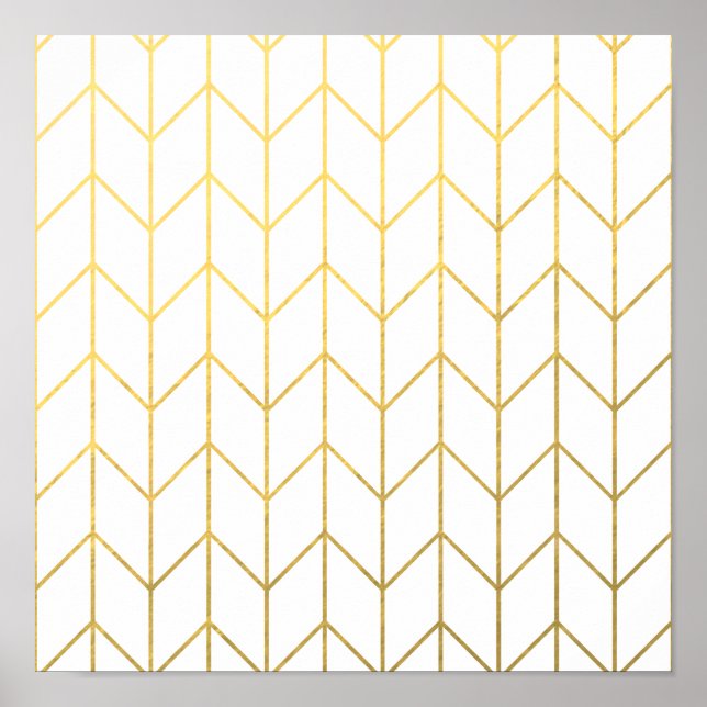 Gold Chevron White Background Modern Chic Poster (Vorne)