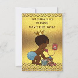 Gold Chevrons Ethnic Prince Save the Date