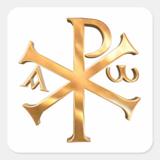 Gold Chi-Rho Quadratischer Aufkleber