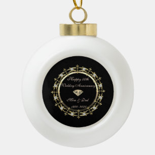 Gold Chic Diamanten Wirbel 50. Hochzeitstag Keramik Kugel-Ornament