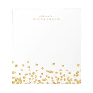 Gold Chic Glam Faux Glitter Konfetti mit Namen Notizblock