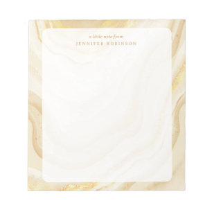 Gold Chic Glam Faux Glitter Marmor mit Namen  Notizblock