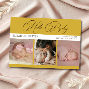 Gold Chic Hallo Baby Drei Fotos Baby Danke
