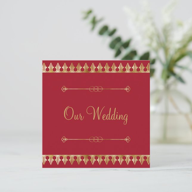 Gold Chic Hochzeitseinladung Einladung (Stehend Vorderseite)