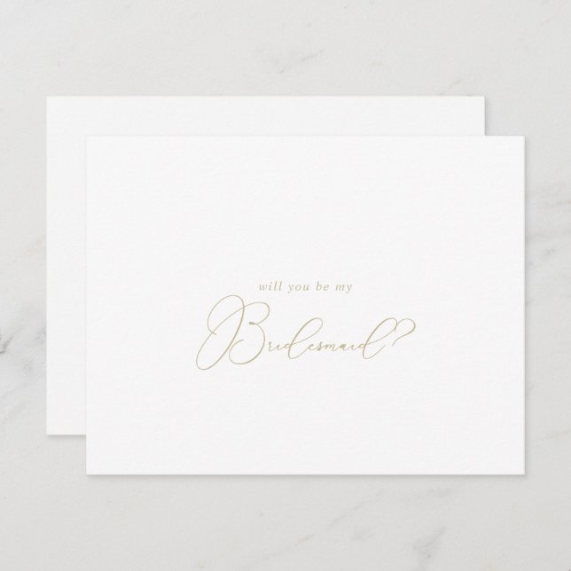 Gold Chic Minimalistisch Bridesmaid Vorschlag Note Mitteilungskarte (Vorne/Hinten)