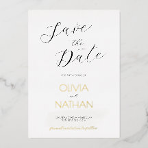 Gold Chic Script Hochzeit Speichern Sie die Datums