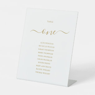 Gold Chic Script Tischnummer Sitzordnung Sockelschild