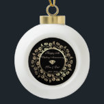 Gold Chic Swirl 50. Hochzeitstag Keramik Kugel-Ornament<br><div class="desc">Elegante Golddiamanten und blumengeschmückte Wirbel 50. Hochzeitstag Schmuck.</div>