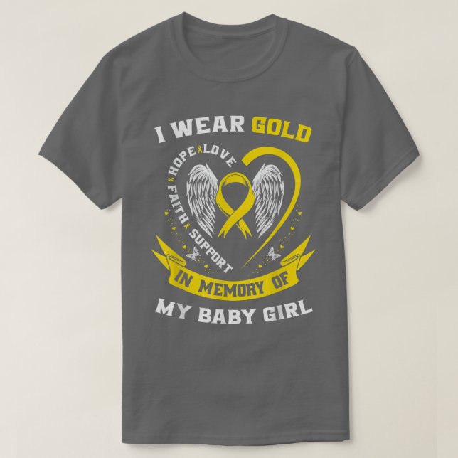 Gold Childhood Cancer Awareness Daughter Baby Girl T-Shirt (Design vorne)