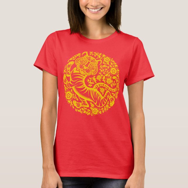 Gold Chinese New Year Tiger T-Shirt (Vorderseite)