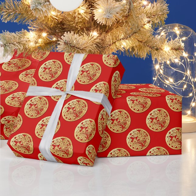 Gold Chinesisch Papier geschnitten Tiger Jahr wähl Geschenkpapier (Feiertage)