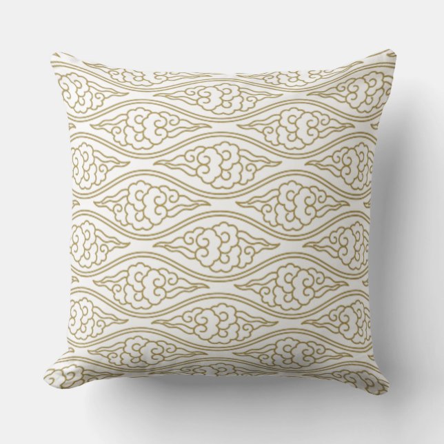 Gold Chinesische Wolken Muster Pillow Kissen (Vorderseite)