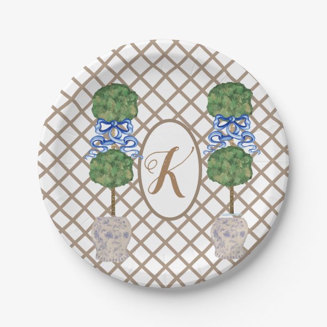 Gold Chinoiserie Ginger Jar Jars Topiary Basket  Pappteller (Vorderseite)