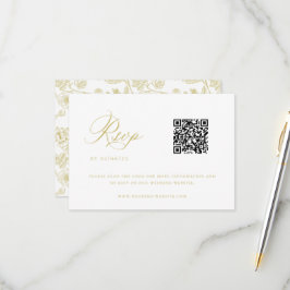 Gold Chinoiserie Wedding QR Code RSVP Karte