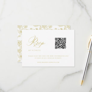 Gold Chinoiserie Wedding QR Code RSVP Karte