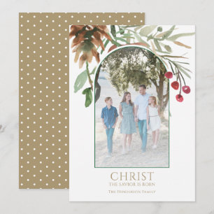 Gold Christ ist geboren Religiöse Weihnachtskarte Feiertagskarte