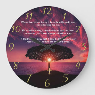 Gold Christlich Faith Cross mit Wo ich heute gehe, Große Wanduhr