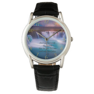 Gold Christlich Faith Gebet John 3:16 Armbanduhr