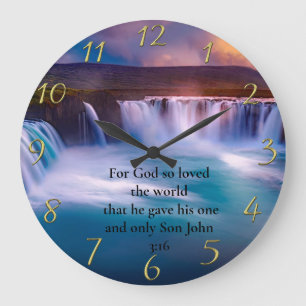 Gold Christlich Faith Gebet John 3:16 Große Wanduhr