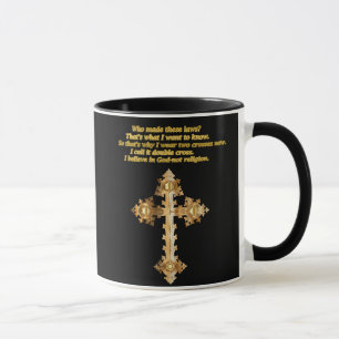 Gold Christlich Fun Kreuz mit lustigem Sprichwort Tasse