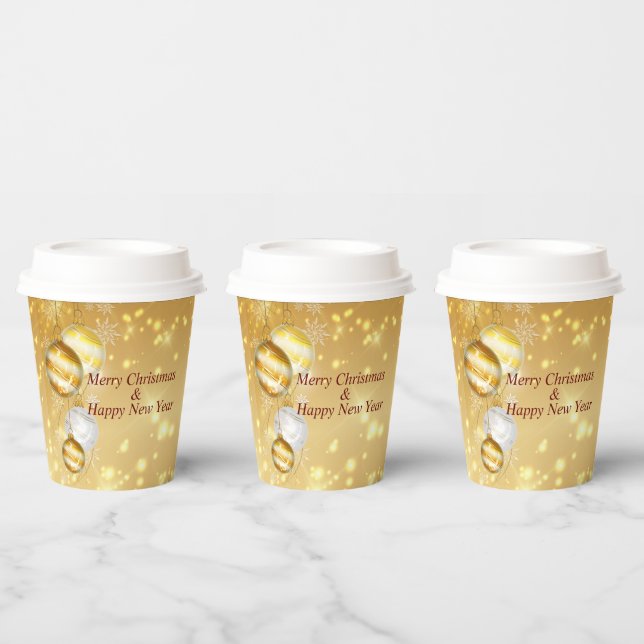Gold Christmas Balls Paper Cup Pappbecher (Multi)